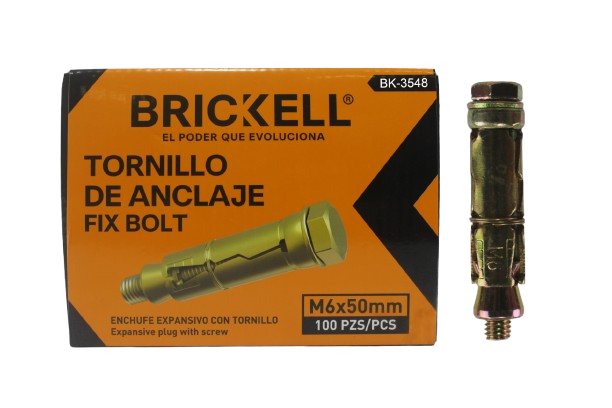 RAMPLUG DE EXPANSIÓN METALICO M6X50MM (100 PZAS) UNID BRICKELL