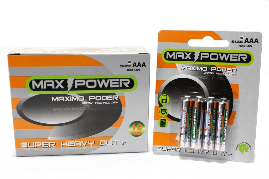 PILAS 1.5 V SIZE AAA 4BATERIAS UNID MAX POWER