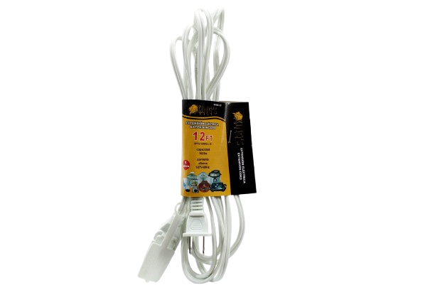 EXTENSION ELECTRICA BLANCA 12FT ENTRADA POLO A TIERRA UNID KINGS TOOLS