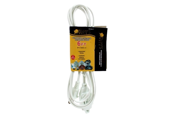 EXTENSION ELECTRICA BLANCA 6FT ENTRADA POLO A TIERRA UNID KINGS TOOLS