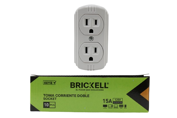 TOMA CORRIENTE DOBLE SOBREPONER 15A BLANCO UNID BRICKELL