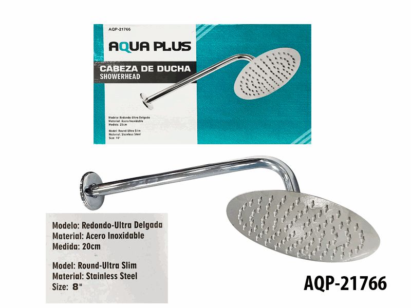 DUCHA CON BRAZO 8" AC/INOX UNID AQUA PLUS