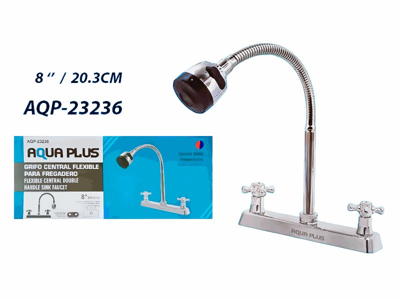 LLAVE PARA FREGADERO DOBLE 8" FLEXIBLE UNID AQUA PLUS