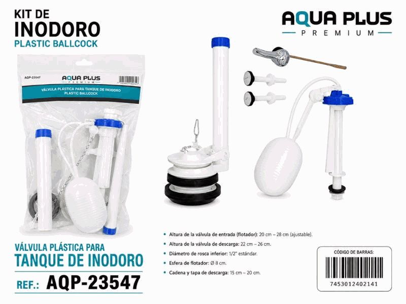 SET DE HERRAJE PARA INODORO UNID AQUA PLUS