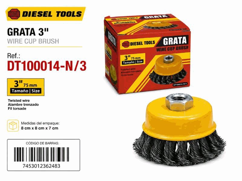 CEPILLO CIRC ALAMBRE TRENZADO ONDULADO 3" ROS 5/8" UNID DIESEL