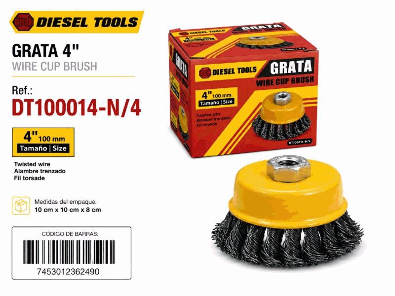 CEPILLO CIRC ALAMBRE TRENZADO ONDULADO 4" ROS 5/8" UNID DIESEL
