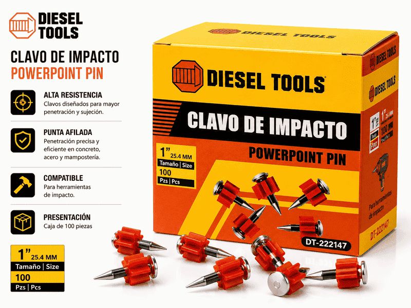 CLAVO IMPACTO 1" 100PZAS UNID DIESEL