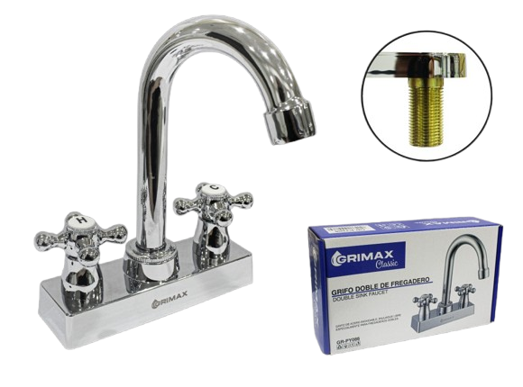 GRIFO DOBLE ACABADO 1/2" CROMADO UNID GRIMAX