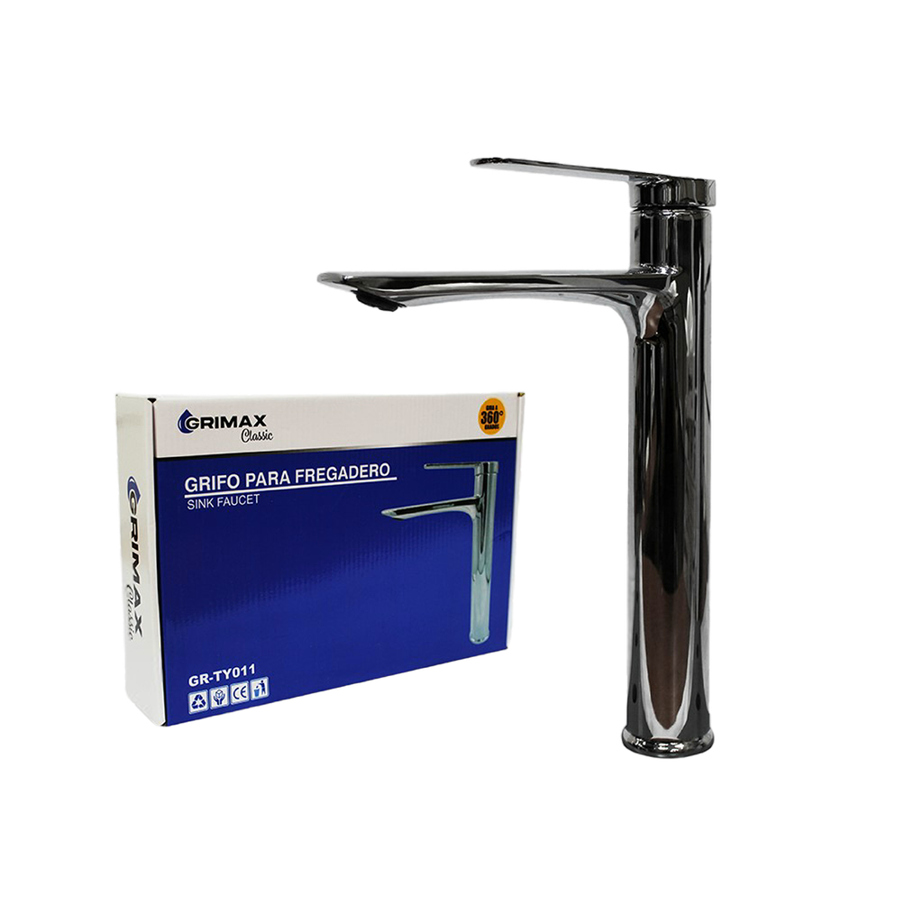 LLAVE MONOMANDO ALTO PARA LAVAMANO ACERO UNID GRIMAX