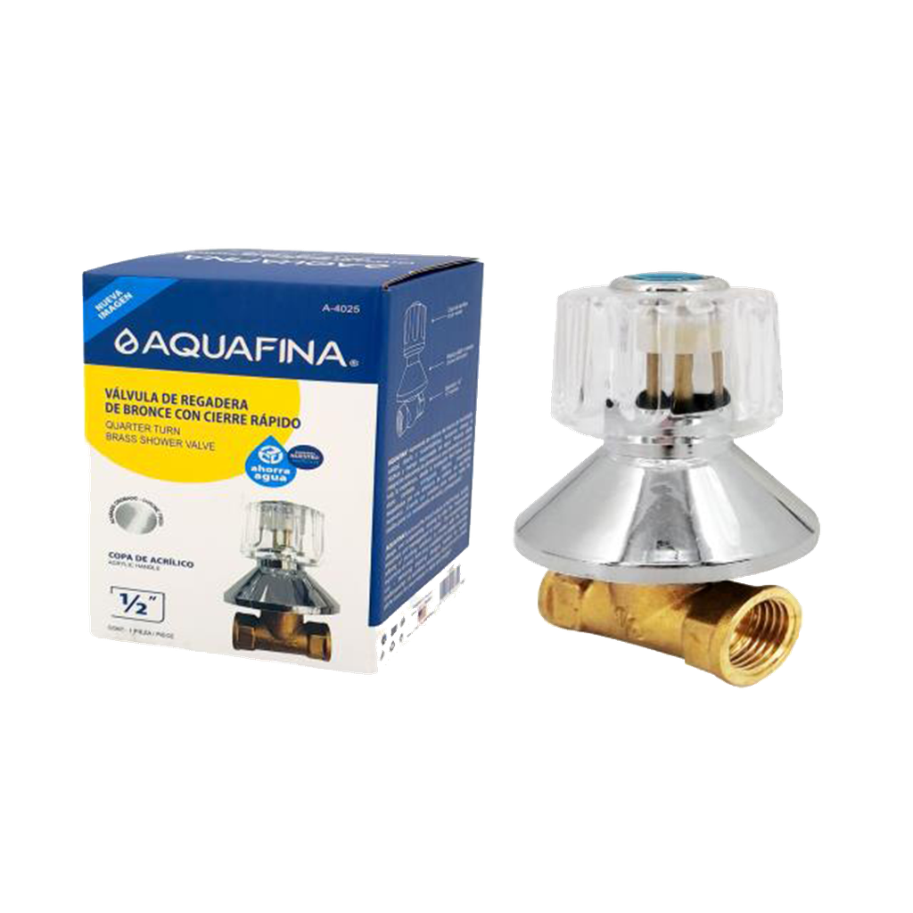 LLAVE DE DUCHA INDV 1/2" CUERPO BRONCE CROMADO POMO ACRILICO UNID AQUAFINA