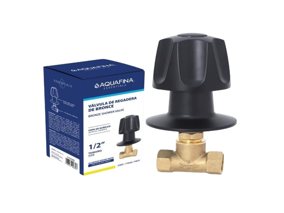 LLAVE DUCHA INDIVDUAL 1/2"DE BRONCE ACABADO NEGRO MATE UNID AQUAFINA