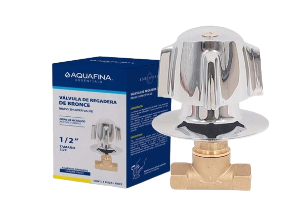 LLAVE DUCHA INDIVIDUAL 1/2" DE BRONCE CROMADA UNID AQUAFINA