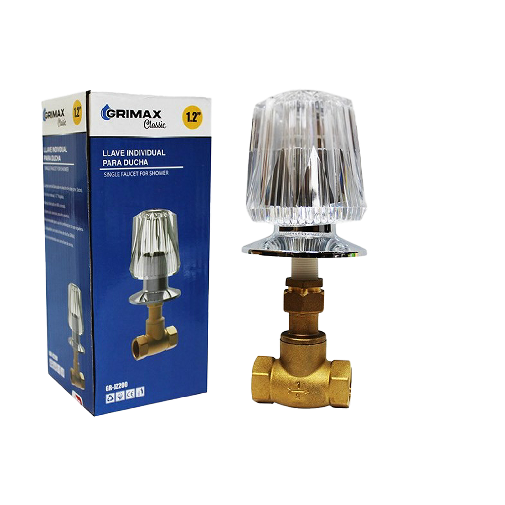 LLAVE DUCHA INDIVIDUAL 1/2" POMO ACRILICO CONICO UNID GRIMAX