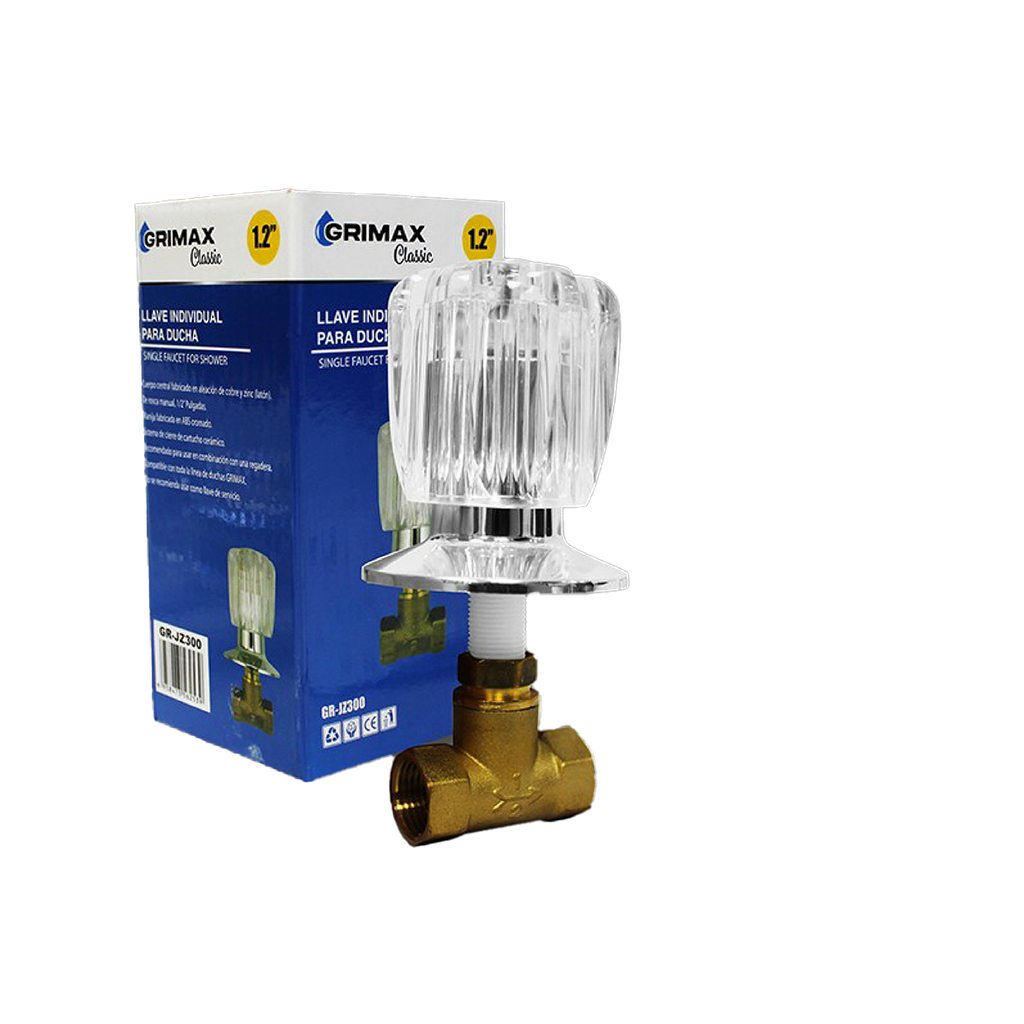 LLAVE DUCHA INDIVIDUAL 1/2" POMO ACRILICO UNID GRIMAX
