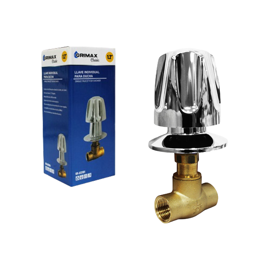 LLAVE DUCHA INDIVIDUAL 1/2" POMO CROMADO UNID GRIMAX