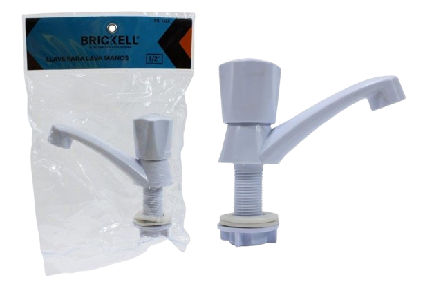 LLAVE INDIV. LAVAMANOS PVC 1/2" BLANCA PLASTICO UNID BRICKELL