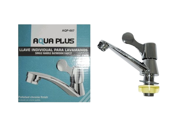 LLAVE INDIVIAL PARA LAVAMANOS 1/2" CROMADA UNID AQUA PLUS