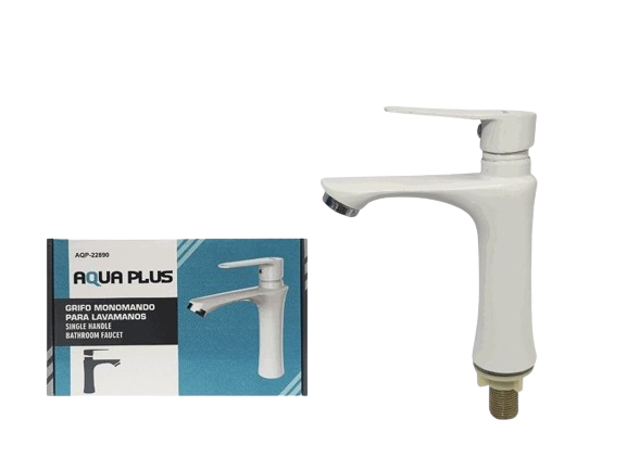 LLAVE MONOMANDO PARA LAVAMANOS DE LUJO BLANCO UNID AQUA PLUS