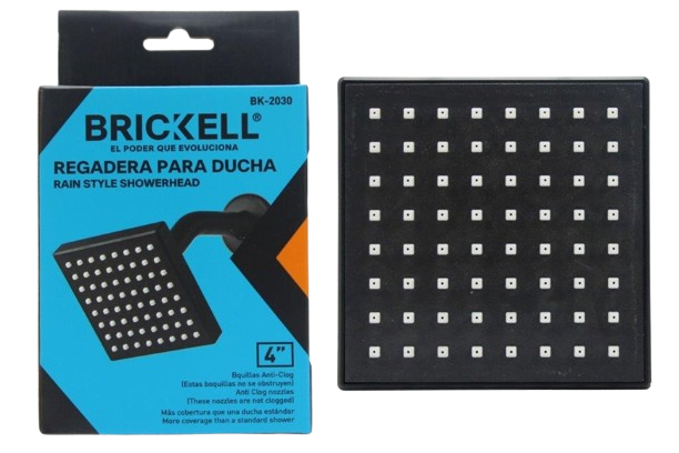REGADERA CUADRADA 4" TIPO LLUVIA COLOR NEGRA UNID BRICKELL