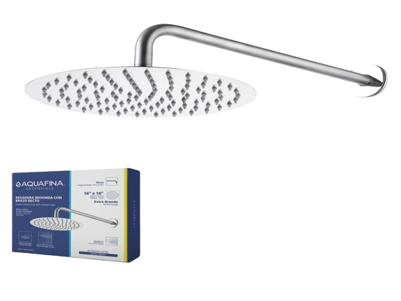 REGADERA REDONDA 16" C/BRAZO RECTO 55CM SATINADA UNID AQUAFINA