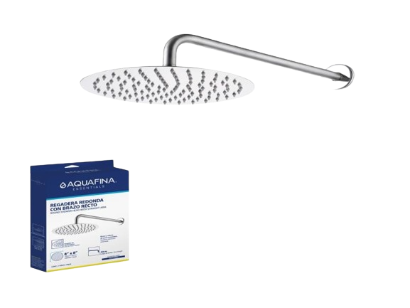 REGADERA REDONDA 8" CON BRAZO RECTO 40CM SATÍN UNID AQUAFINA
