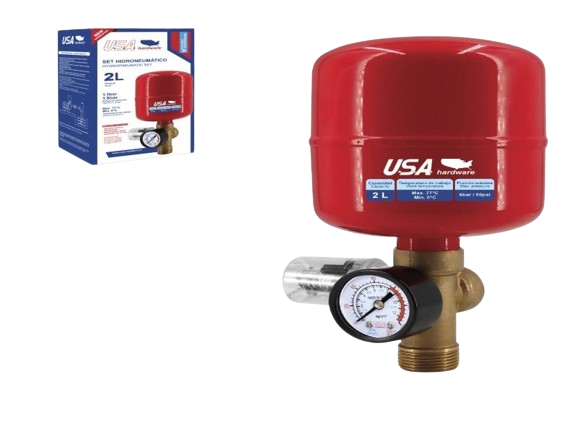 SET HIDRONEUMATICO 2L (PULMON-MANOMETRO-5VIAS-PRESOSTATO) UNID USA