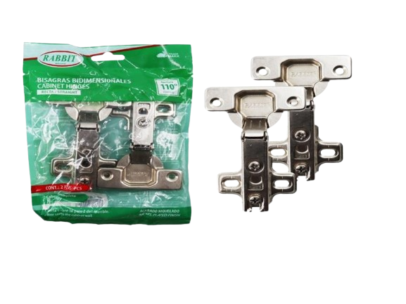 BISAGRA BIDIMENSIONAL RECTA ACABADO NIQUELADO 2 PIEZAS UNID RABBIT