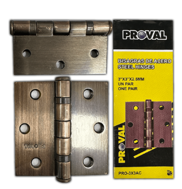BISAGRA TIPO LIBRO 3"X3" DE ROLINERA 2PZAS UNID PROVAL
