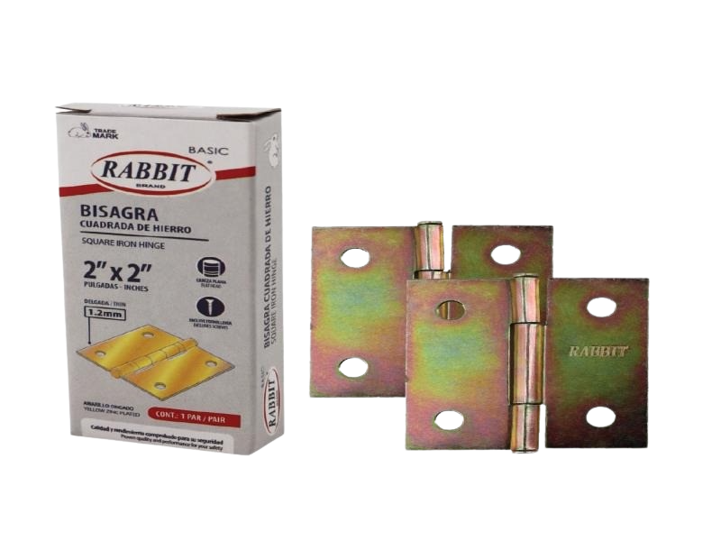 BISAGRA TIPO LIBRO CUADRADA HIERRO 2"x2" BRONCE 2 PIEZAS UNID  RABBIT
