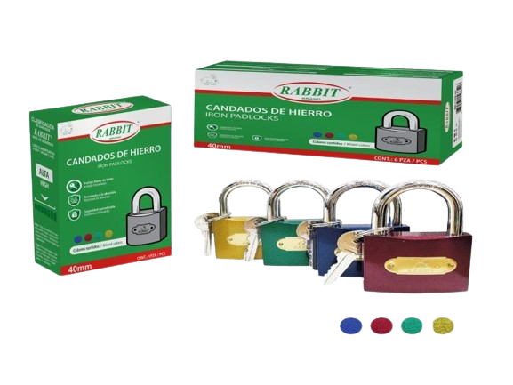 CANDADOS DE HIERRO 40MM ARCO UNID RABBIT