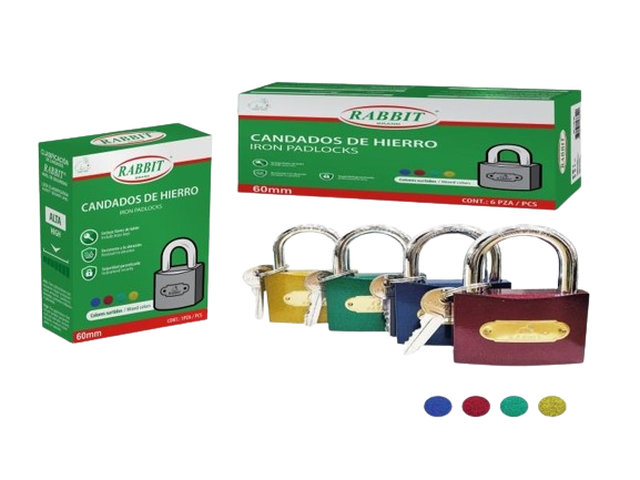 CANDADOS DE HIERRO ARCO 60MM UNID RABBIT