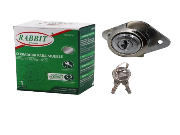 CERRADURA PARA MUEBLE ACABADO LATON CROMADO UNID RABBIT