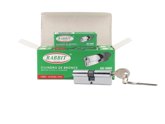 CILINDRO TIPO PERA DE BRONCE 60MM 3 LLAVES UNID RABBIT