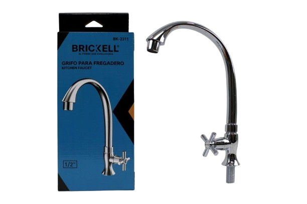 LLAVE FREGADERO ALTO INDIVUDUAL DE LUJO CROMADO 1/2" UNID BRICKELL