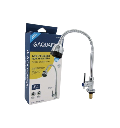 LLAVE FLEXIBLE FREGADERO CUERPO ZINC/CROMADO M/PALANCA UNID AQUAFINA