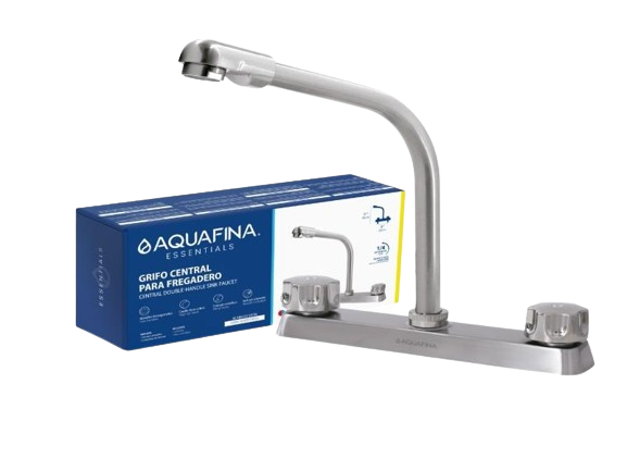 LLAVE FREGADERO CON CUELLO TIPO COBRA MANIJAS HEXAGONAL UNID AQUAFINA