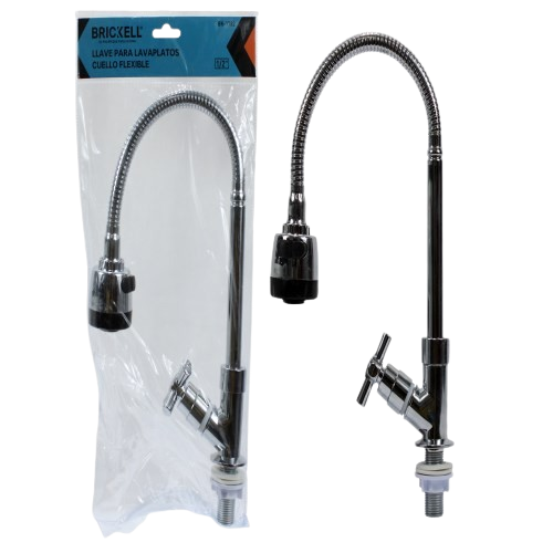 LLAVE PARA FREGADEO INDIVIDUAL 1/2" CUALLO FLEXIBLE CROMADA UNID BRICKELL