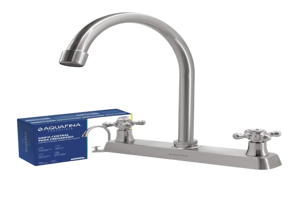 LLAVE PARA FREGADERO 11.4"X8" MANILLAS EN CRUZ SATINADA UNID AQUAFINA