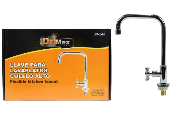 LLAVE PARA FREGADERO SENCILLA CROMADA UNID DRIMEX
