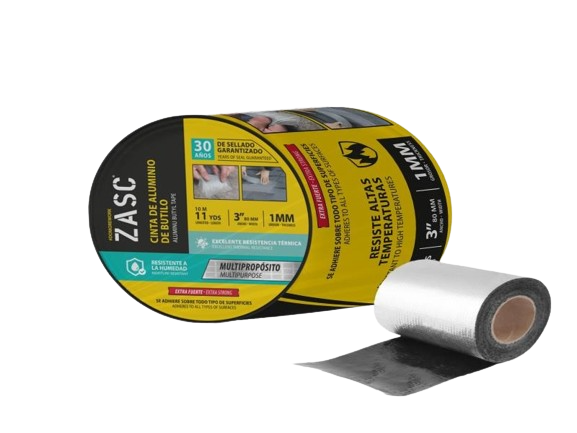 CINTA IMPERMEABLE DE BUTILO 3" x 10M (GROSOR 1MM) EXT FUERTE UNID ZASC