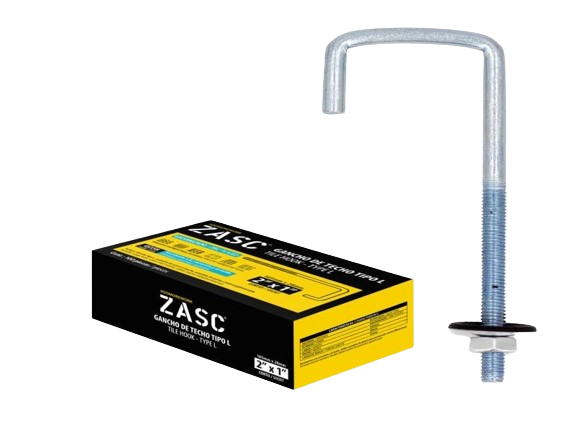GANCHO DE TECHO TIPO L - 2"X1" CORTO CAJA 100 PIEZAS UNID ZASC