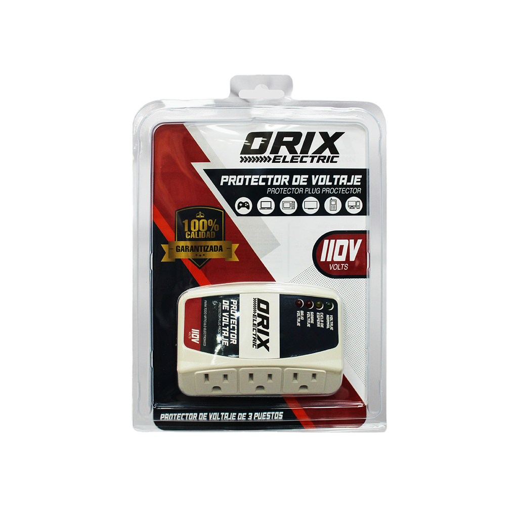 PROTECTOR DE VOLTAJE 110V 3 TOMAS FREC 50/60HZ UNID ORIX ELECTRIC