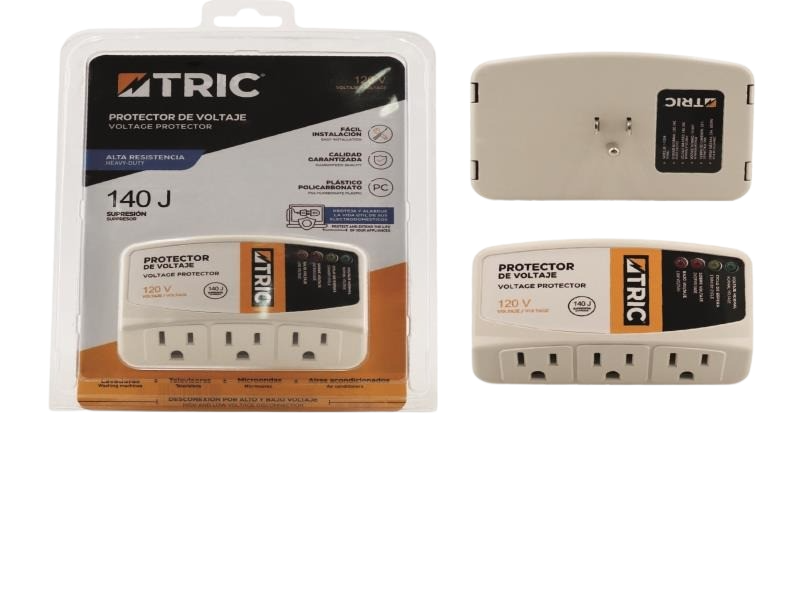 PROTECTOR DE VOLTAJE 120V 3 TOMAS 15 AMP UNID TRIC