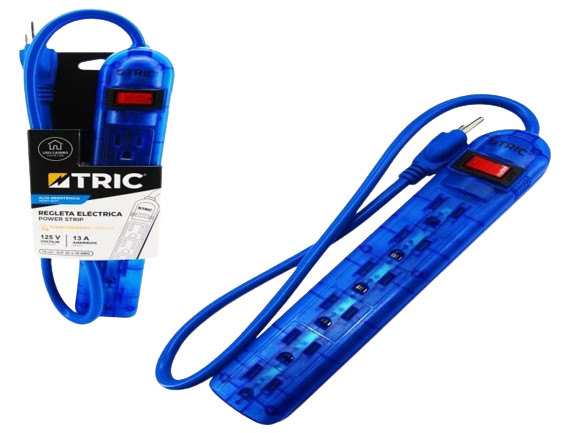 REGLETA ELECTR.TRASLUCIDA 6 TOMAS (RESET/OFF)-70CM/125V/13A UNID TRIC