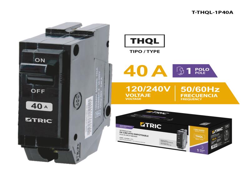 BREAKER INTERRUPTOR DE CIRCUITO THQL EMPOTRAR SENCILLO 40A UNID TRIC
