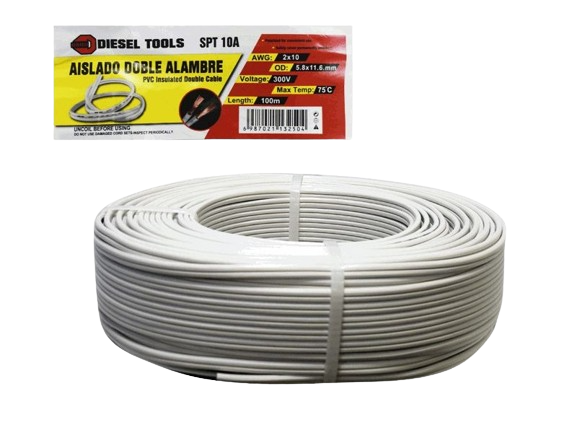CABLE ELECTRICO SPT 10A 100MTS AWG2X10 300V UNID DIESEL