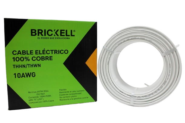 CABLE ELECTRICO THHN 10AWG 100% COBRE BLANCO 100 METROS UNID BRICKELL