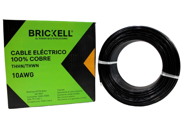 CABLE ELECTRICO THHN 10AWG 100% COBRE NEGRO 100 METROS UNID BRICKELL