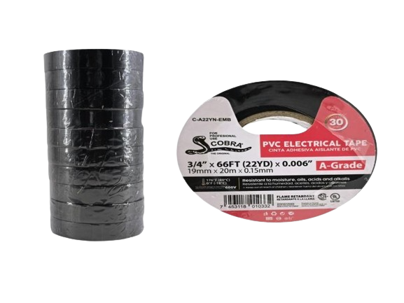 TEIPE ELECTRICO NEGRO 18MMx20MTS UNID COBRA