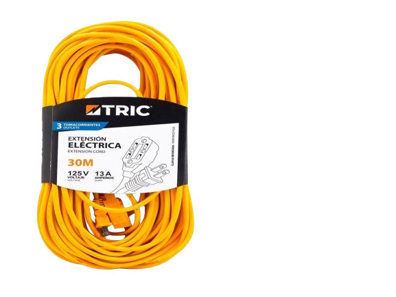 EXTENSION ELECTRICA 3 TOMACORRIENTES NARANJA 30M-125V-13A UNID TRIC